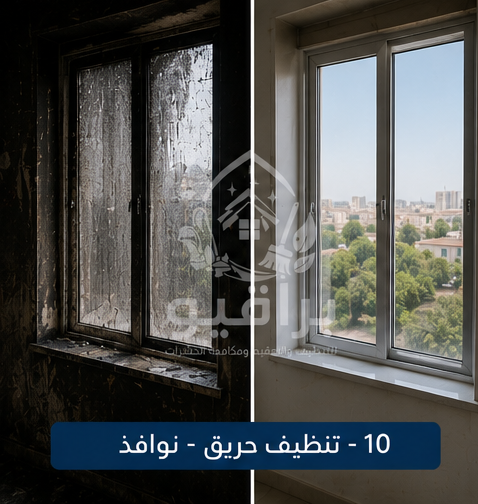 تنظيف النوافذ بعد الحريق